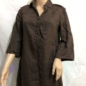 La Redoute 3/4 sleeve Jumper dress‎ Brown Linen